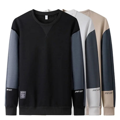 Sweat-shirt Col Rond Homme — Coupe Ample | Motif Patchwork | Sans Capuche | 4 Saisons | 3 Coloris | Asian M à 5XL