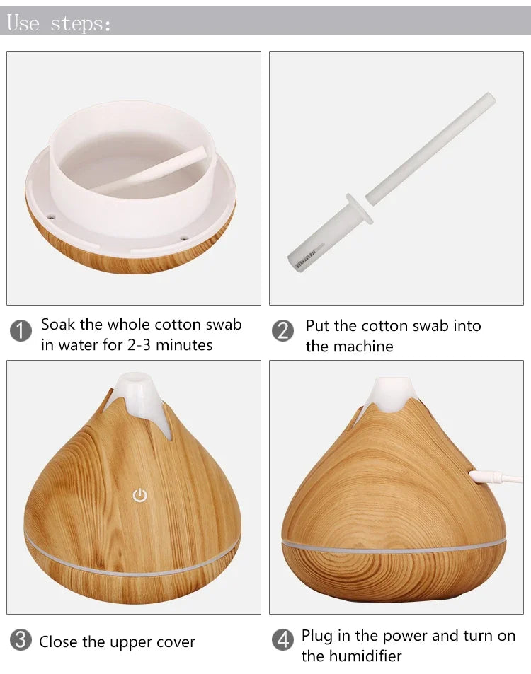 Humidificateur Diffuseur Arômes Design Bois — Ultrasonique, LED 7 Couleurs & USB 5V (200ml/350ml)