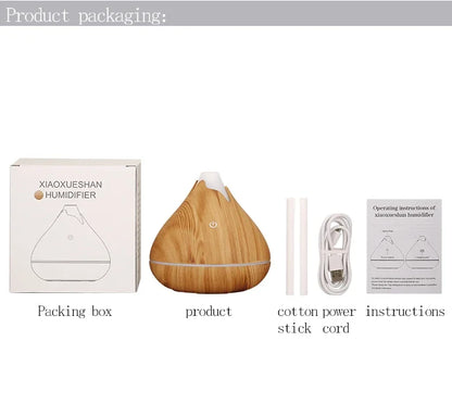 Humidificateur Diffuseur Arômes Design Bois — Ultrasonique, LED 7 Couleurs & USB 5V (200ml/350ml)