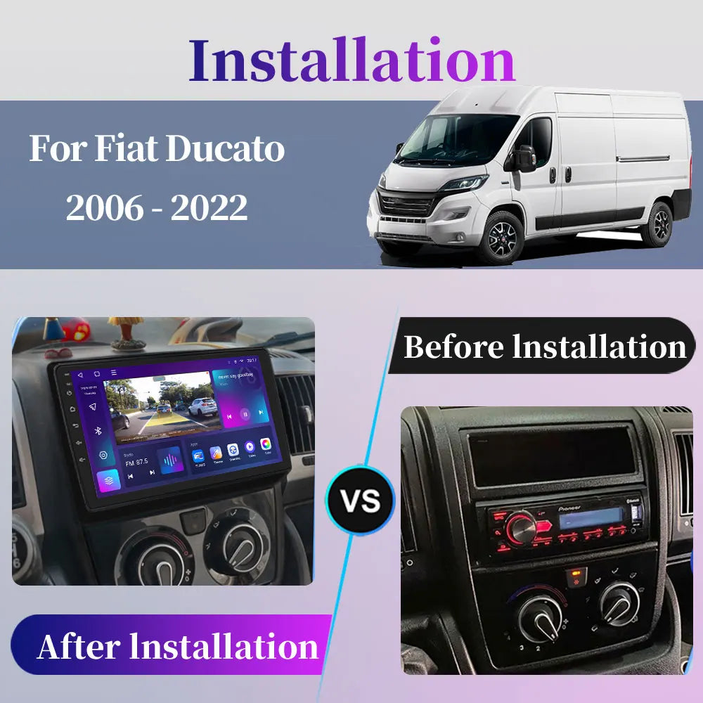 Autoradio Android avec Écran Tactile, Navigation GPS, Carplay, Lecteur de Limitation, pour Voiture Fiat Ducato, KIT Boxer, Crystal en Jumper 2 (2006 2007 2008 2009 2010 2011 2012 2013 2014 2015 2016 2017 2018 2021)
