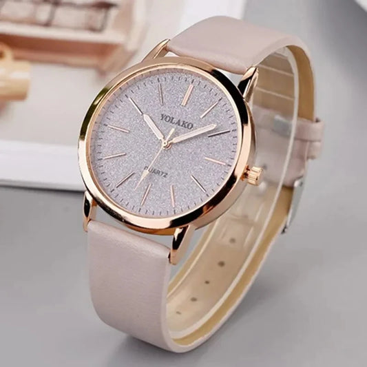 Montre Femme Quartz Minimaliste ZK0527 — Bracelet Cuir 18mm, Cadran Rond 40mm, 5 Coloris