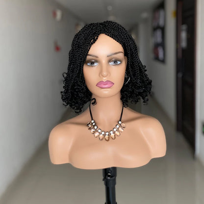 Perruque Tressée Synthétique Crochet UMOT — Style Africain Court Crépu, Fibre Haute Température, Bonnet Taille Moyenne | TechNova X