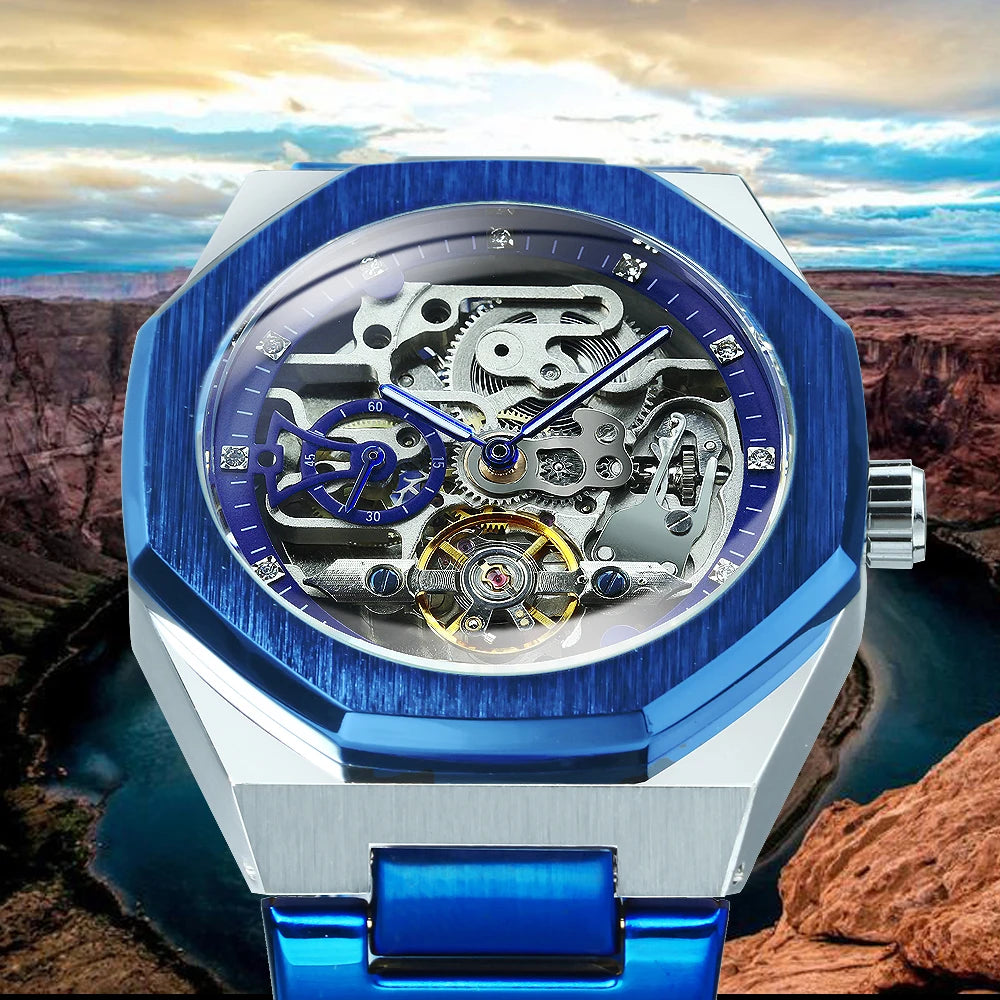 Montre Mécanique Automatique Homme FORSINING FS100 — Squelette Lumineux, Acier Inoxydable, Verre Hardlex, 6 Coloris | TechNova X