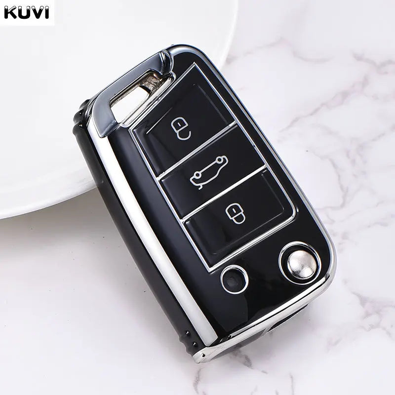 Juste de clé de voiture en TPU, porte-clés pour VW Volkswagen Golf 7, MK7, Tiguan MK2, RosemAteca, Valentine FR 2, Ibiza, Skoda Octavia, 3, 4 boutons