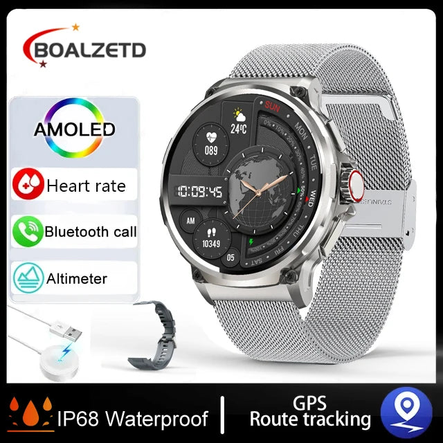 Montre Connectée Homme BOALZETD V69 — AMOLED 1,85", Batterie 710 mAh, GPS, IP67, 100+ Sports, 6 Coloris | TechNova X