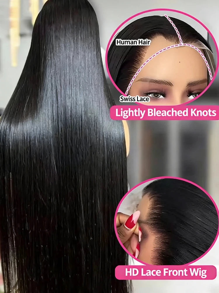 Perruque Cheveux Humains Lace Front HD — 13x4 / 13x6 / 5x5 | Densité 250% | 16-42 Pouces | Sans Colle
