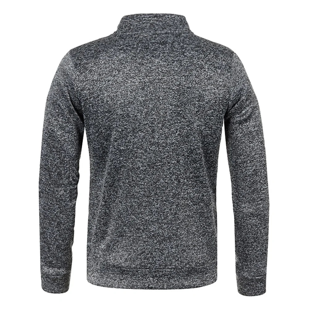 Pull à col roulé avec fermeture éclair pour homme, sweat-shirt d'extérieur, pull à demi-fermeture éclair, vêtements solides, PVD, printemps, automne