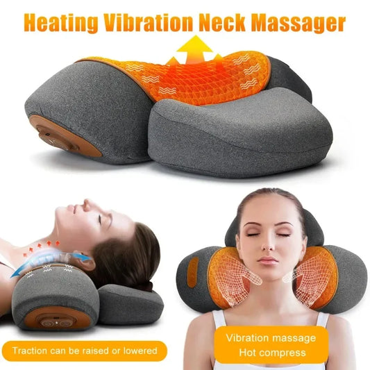 Oreiller masseur de cou électrique civière cervicale chauffage Vibration Massage dos Traction orthopédique oreillers de couchage soutien