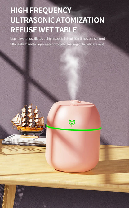 Mini Humidificateur USB 220ml — Aromathérapie, Silencieux, Arrêt Auto & 3 Coloris