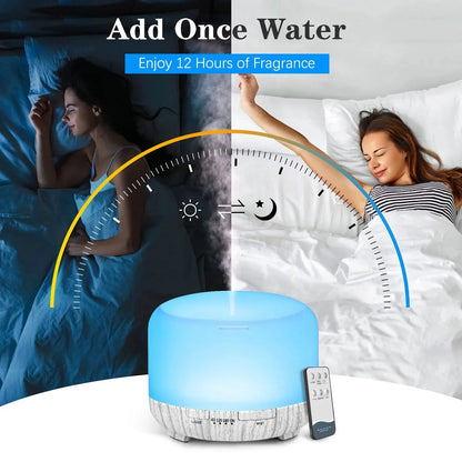 Diffuseur Arômes Design Bois 500ml — Télécommande, USB 5V & 4 Finitions Premium