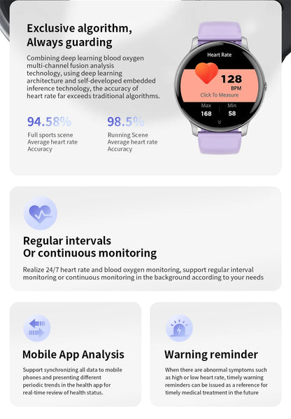Smartwatch LIGE 2025 — Bluetooth 5.3, Écran 1,39", Santé 24h, IP68