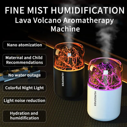Diffuseur Aromathérapie USB Volcanique — Humidificateur & Veilleuse Colorée
