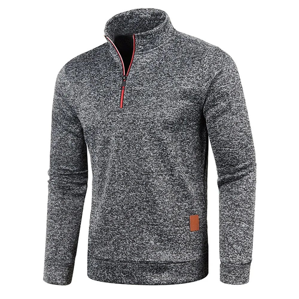 Pull Col Roulé Homme — Demi-Fermeture Éclair | Polyester Tricoté | Couleur Unie | Printemps Automne | 6 Coloris | M à 4XL
