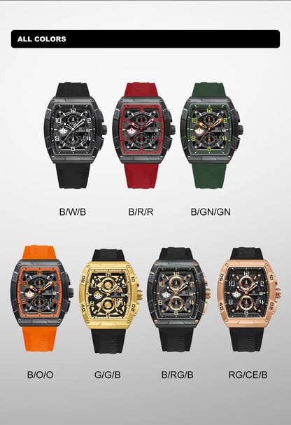 Montre Quartz Sport Homme NAVIFORCE NF8052 — Grand Cadran 44 mm, Chronographe, Aiguilles Lumineuses, Bracelet Silicone, 13 Coloris | TechNova X