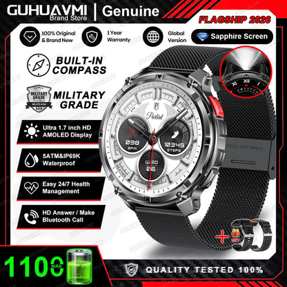 Smartwatch GPS GUHUAVMI T-Rex3 Pro 2026 — AMOLED 1,7", 1100mAh, 10 ATM, 100+ Sports, 15 Variantes
