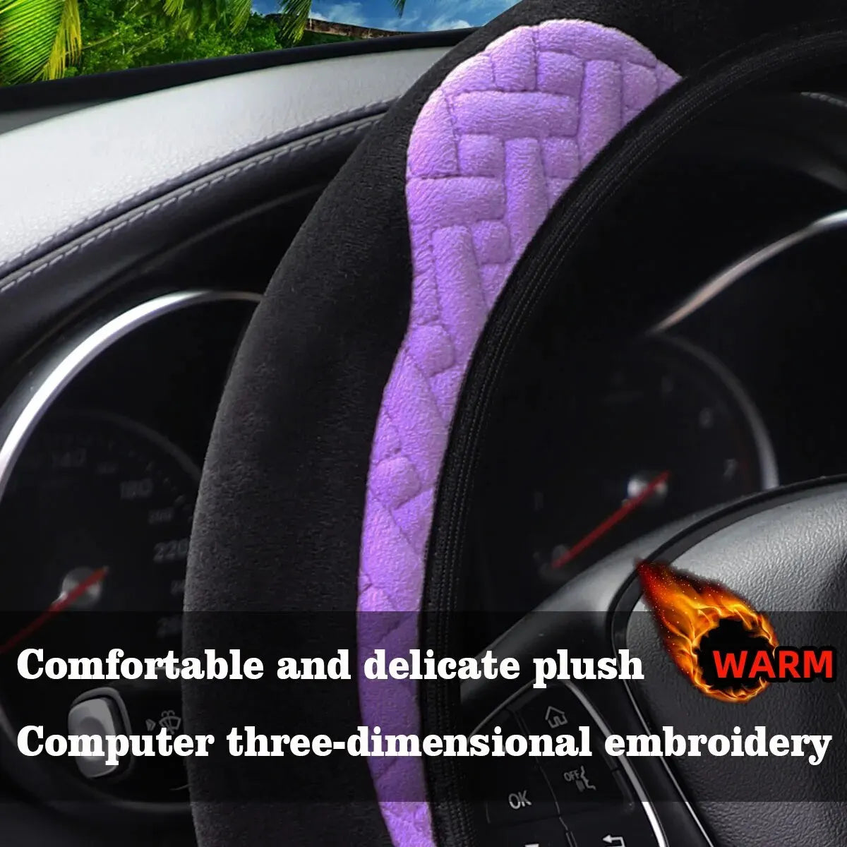 Ours en peluche chaud pour les mains, chat de dessin animé, voiture sans anneau intérieur, housse de volant, fournitures automobiles, 14.5-15 pouces