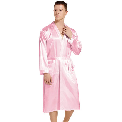 Kimono Peignoir Satin Homme — Robe de Chambre Ample Col en V