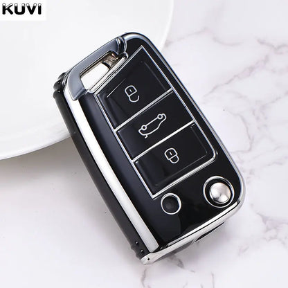 Juste de clé de voiture en TPU, porte-clés pour VW Volkswagen Golf 7, MK7, Tiguan MK2, RosemAteca, Valentine FR 2, Ibiza, Skoda Octavia, 3, 4 boutons