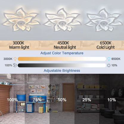 Ventilateur de Plafond Intelligent LED Jelena — 6 Vitesses, App & Télécommande, Mode Été/Hiver
