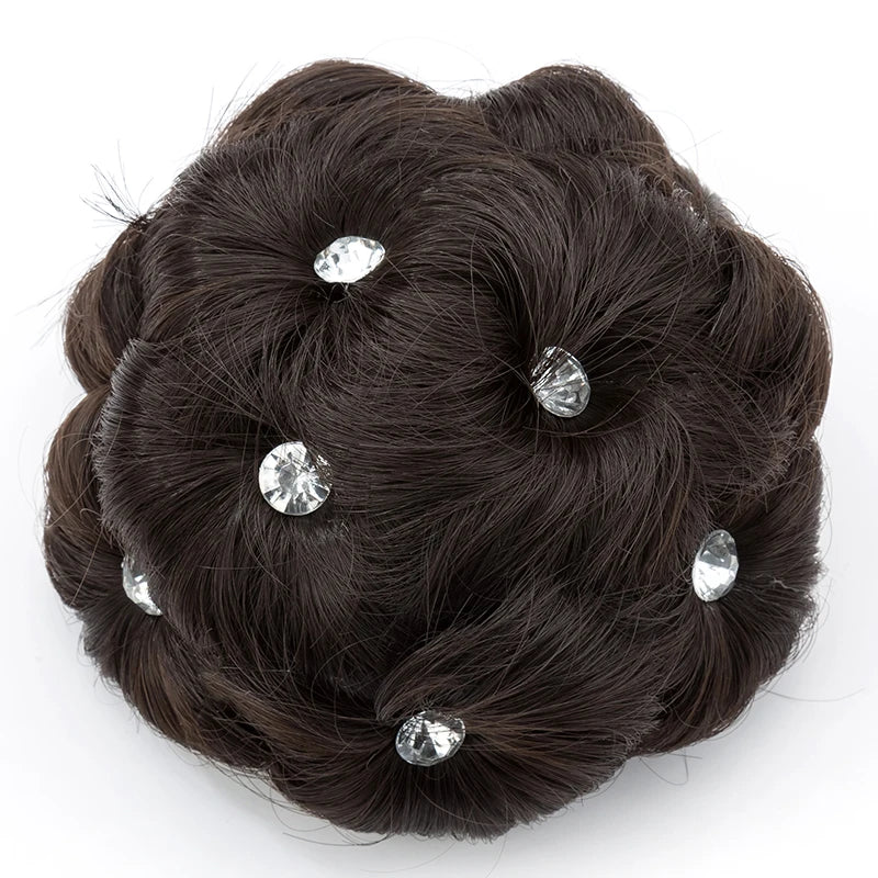 Chignon Bouclé Synthétique Clip-In AOSI Queen — Fibre Haute Température, Postiche Beignet Neuf Fleurs, 7 Couleurs | TechNova X