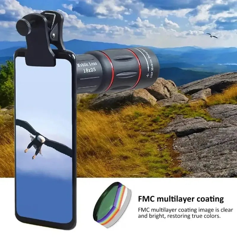 Objectif téléobjectif universel 18x à clipser pour téléphone portable pour les concerts - Zoom externe