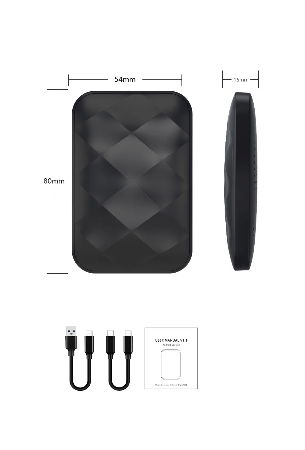 XUDA Android14 sans fil CarPlay/Android Auto 3in1 nouveau CarPlay Ai Box 4 cœurs 4GB RAM + 64GB ROM Plug and Play Transmission Stable