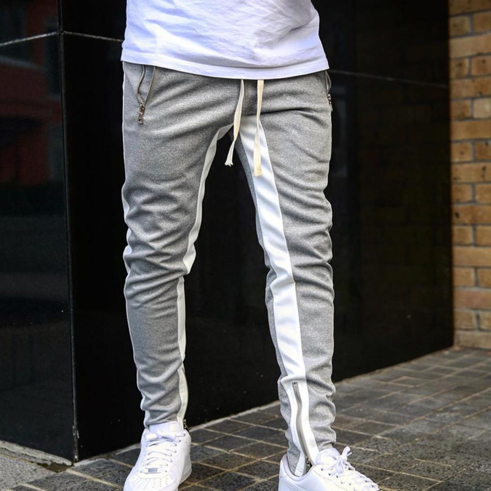 Pantalon de Survêtement Homme — Skinny | Taille Élastique & Cordon | Fermeture Éclair Latérale | Style Hip Hop | 5 Coloris | M–2XL