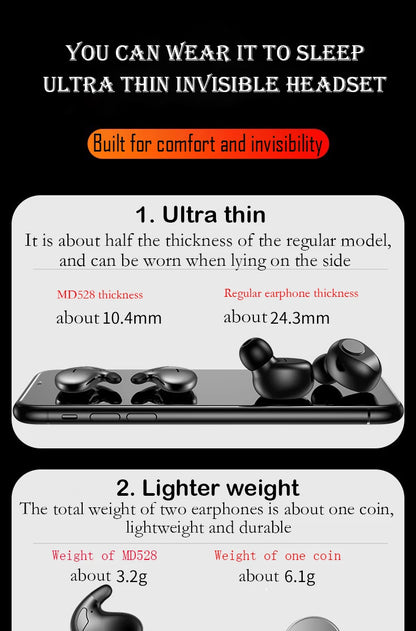 Ultra-Thin Bluetooth 5.3 Sleep Headphones — Invisible, IPX7 Waterproof | TechNova X