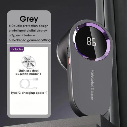 Rasoir Anti-Bouloches Électrique Rechargeable USB — 8000 tr/min, Lame 6 Feuilles & Affichage Numérique