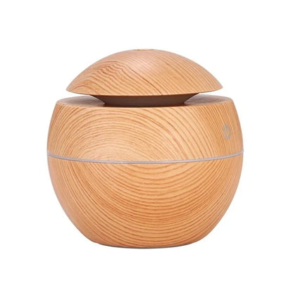 Humidificateur Design Bois USB 130ml — Diffuseur Arôme Ultrasonique, 200ml/h & Arrêt Auto