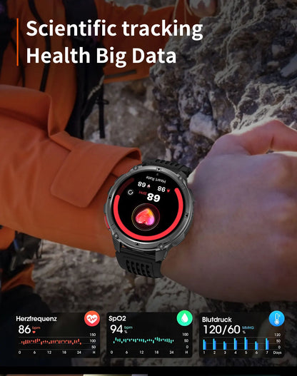 Smartwatch GUHUAVMI HT33 — AMOLED Saphir 1,7", Batterie 1100mAh, 100+ Sports, IP68