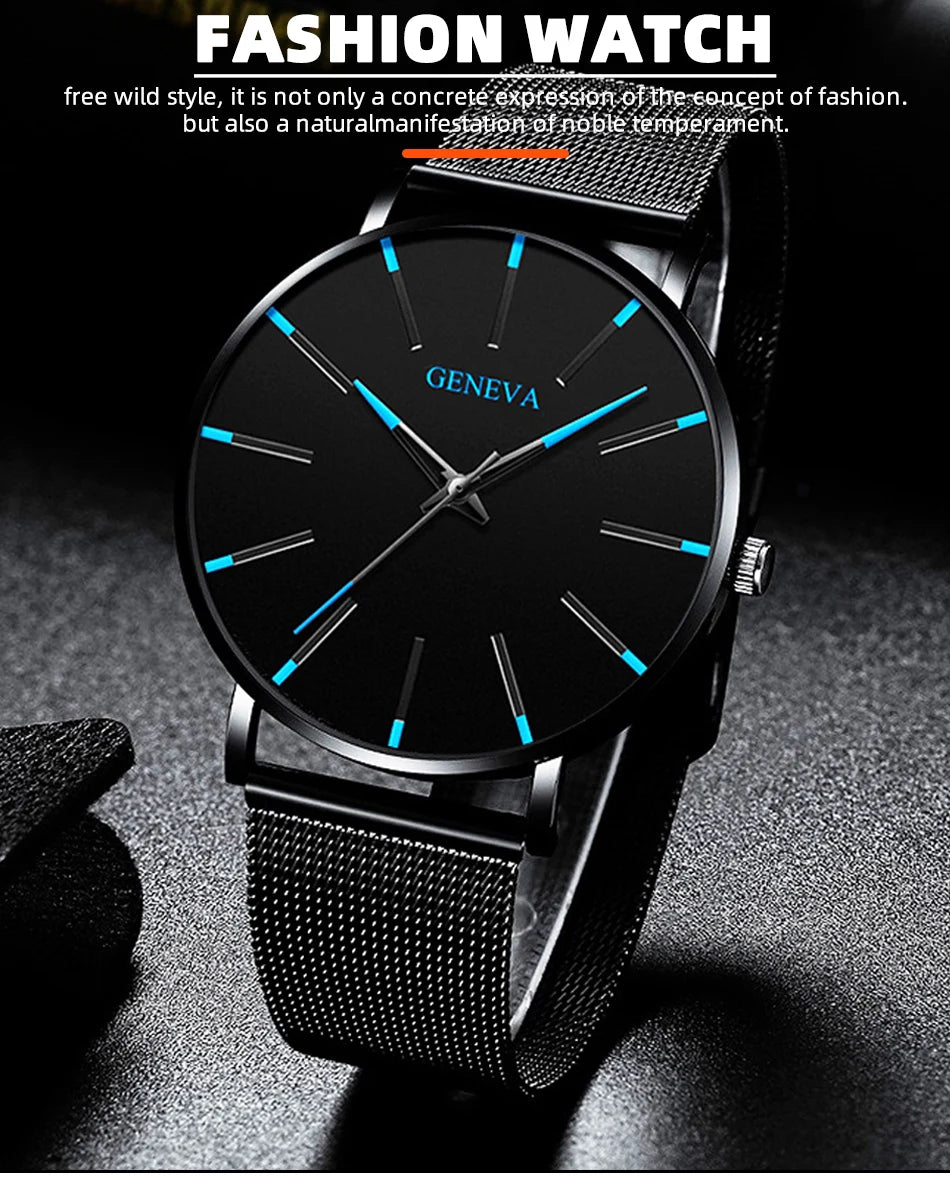 Montre Quartz Minimaliste Homme DIJANES KL959 — Ultra-Fine 8 mm, Bracelet Maille ou Cuir, Verre Hardlex, 9 Coloris | TechNova X
