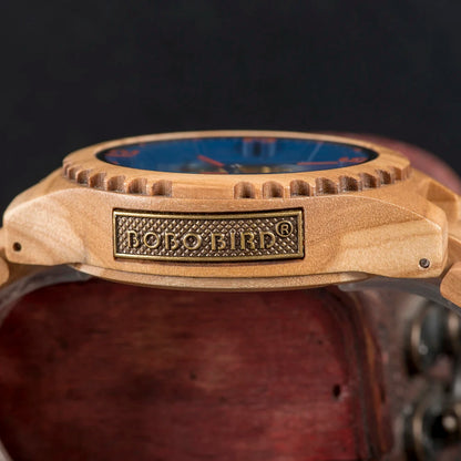 Montre Mécanique en Bois Homme BOBO BIRD — Squelette Lumineux, Étanche 3 ATM, Gravure Personnalisée, 6 Modèles | TechNova X