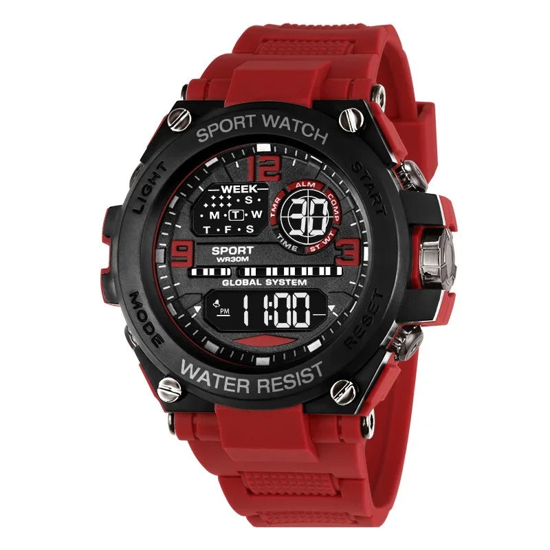 Montre Sport Digitale YIKAZE A69270 — Grand Cadran 56mm, LED, Chronomètre, Alarme, 3 ATM