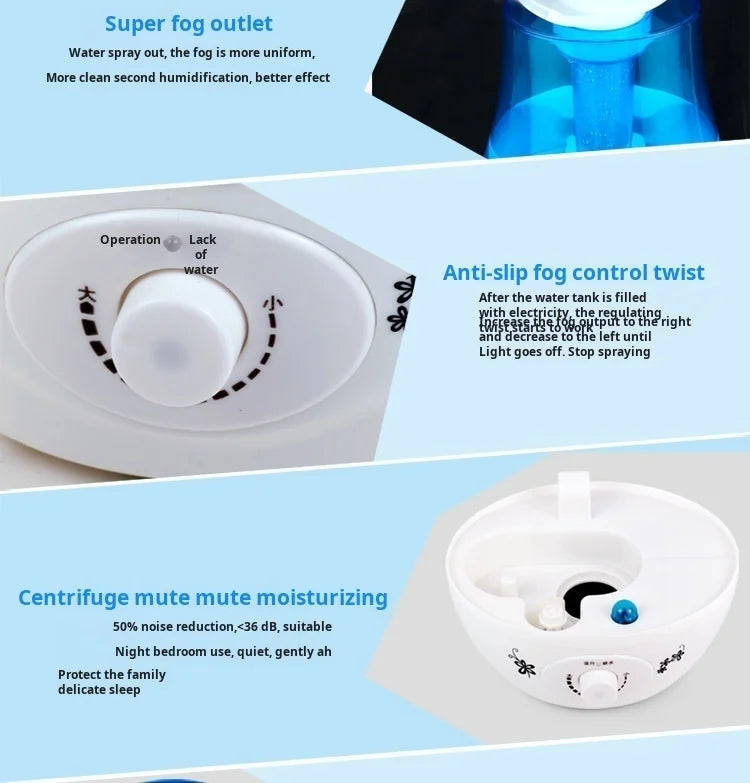Humidificateur Ultrasonique 4L — Double Pulvérisation, Arrêt Auto & Contrôle Tactile