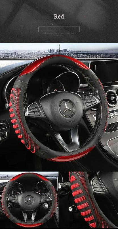 Housse de volant de voiture en nid d'abeille tridimensionnel, housse en cuir Durable avec doublure antidérapante universelle 14.5-15 pouces