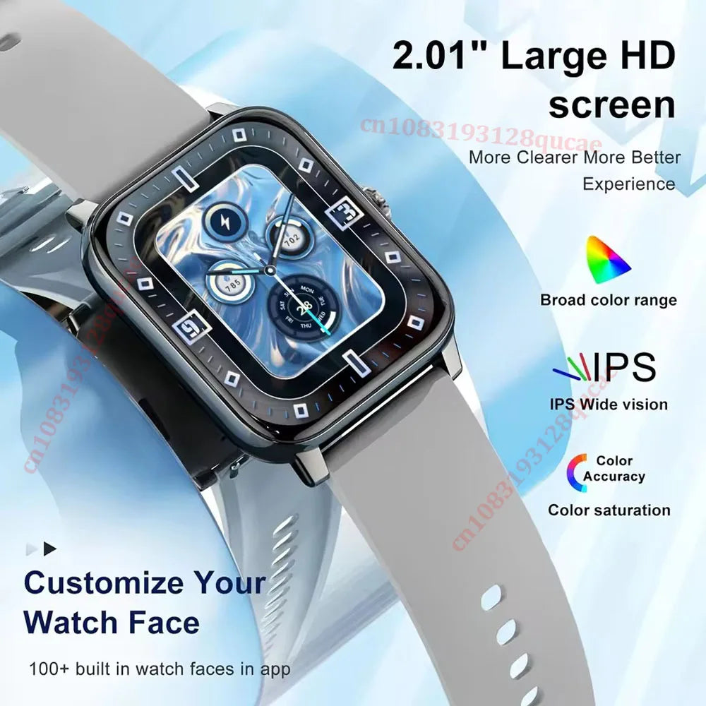 Montre Connectée 2026 Femme & Homme — Écran 2,01", Appels Bluetooth 5.0, Suivi Santé & Sport, 9 Coloris | TechNova X