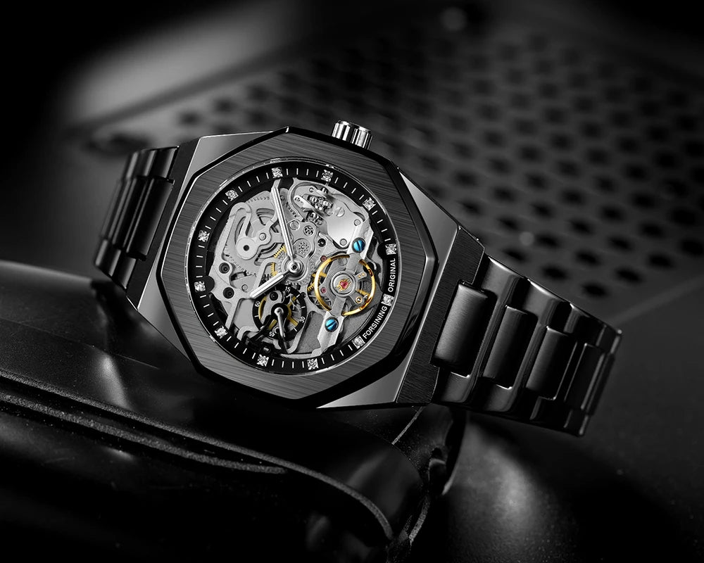 Montre Mécanique Automatique Homme FORSINING FS100 — Squelette Lumineux, Acier Inoxydable, Verre Hardlex, 6 Coloris | TechNova X