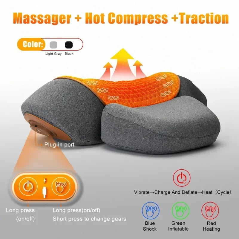 Oreiller masseur de cou électrique civière cervicale chauffage Vibration Massage dos Traction orthopédique oreillers de couchage soutien