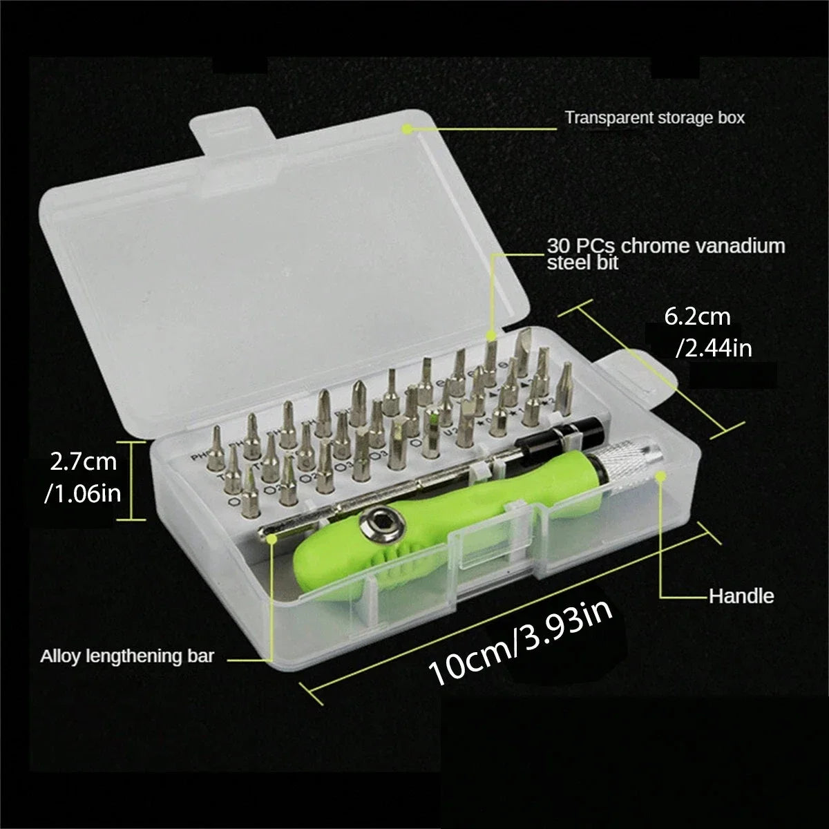 Kit Tournevis Précision 32-en-1 Galacok — 30 Embouts Magnétiques, Acier Chrome-Vanadium, Étui Compact