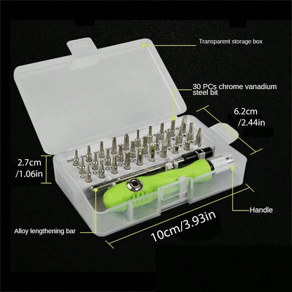 Kit Tournevis Précision 32-en-1 Galacok — 30 Embouts Magnétiques, Acier Chrome-Vanadium, Étui Compact